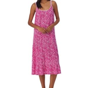 Ralph Lauren Black Label Large Floral Preppy  Pink Sleevless Tiered Flowy Dress